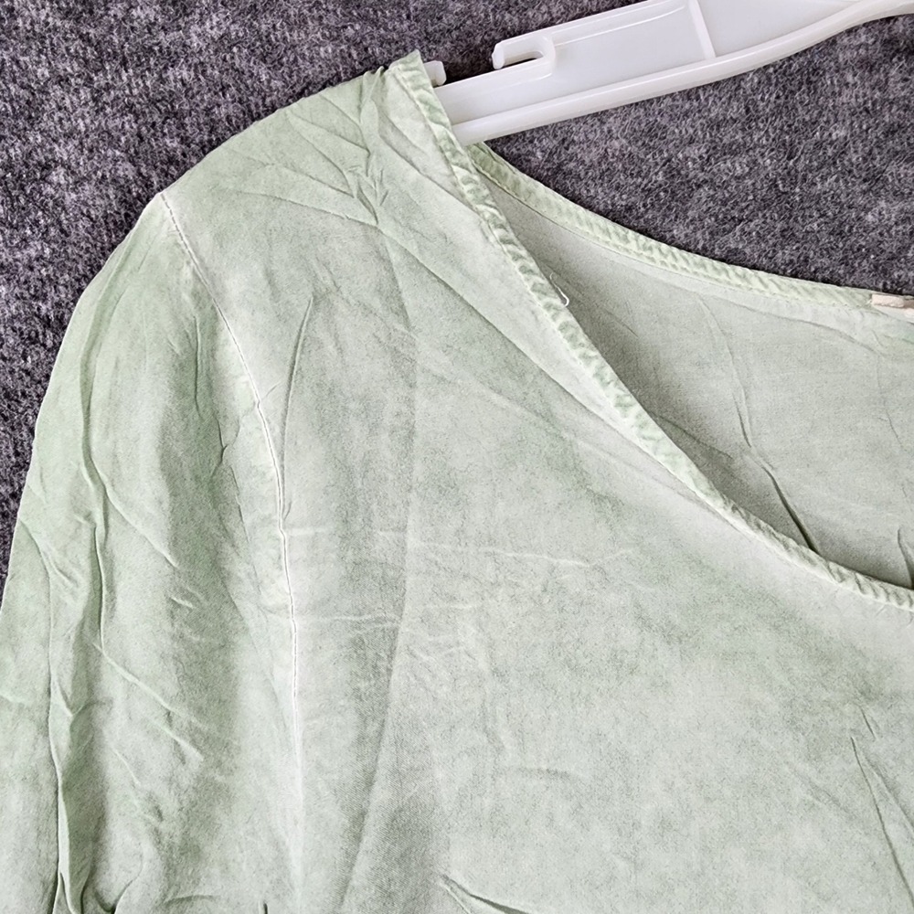 Umgee Tunic Top Womens S Sage Green Boho Ruffle Bell Sleeve Tiered EUC - Picture 3 of 7